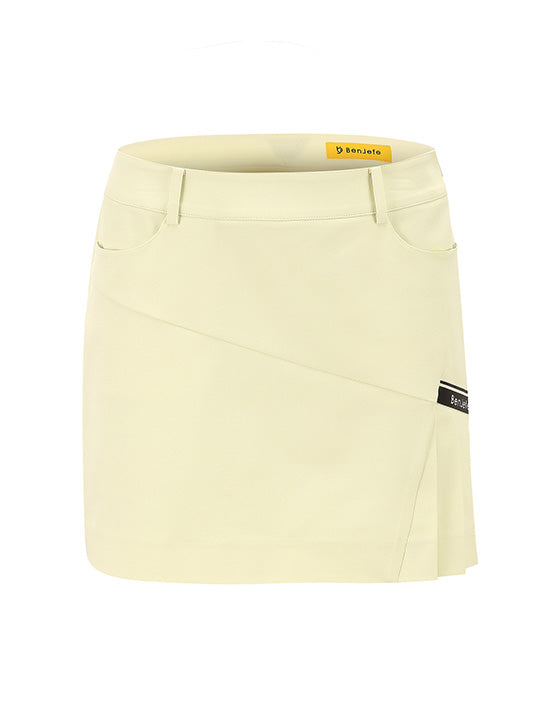 Benjefe Front Pleated Culottes - Light Yellow 73