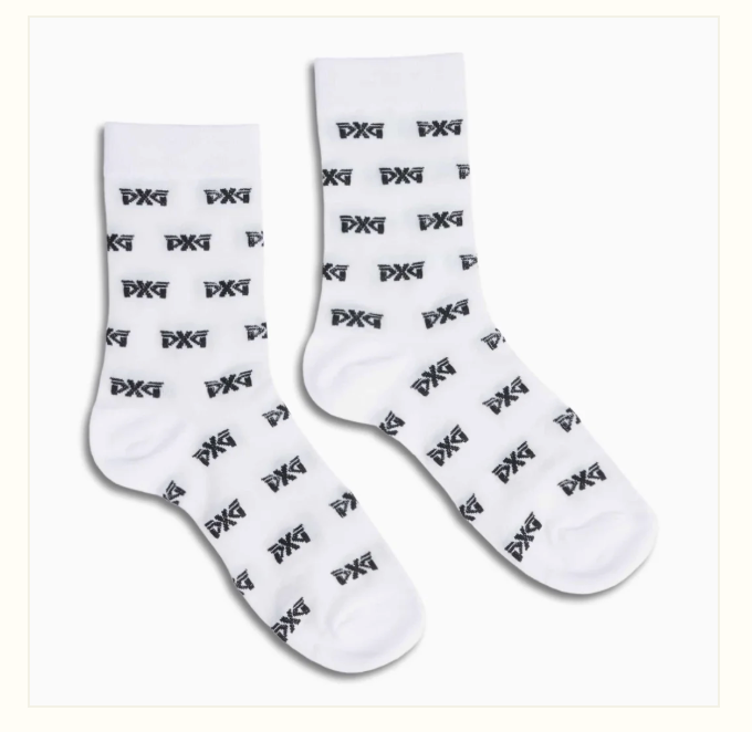 PXG Women's All Over Logo Mesh Crew Socks