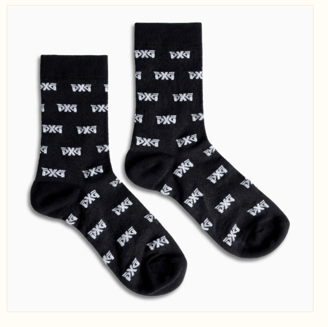 PXG Women's All Over Logo Mesh Crew Socks