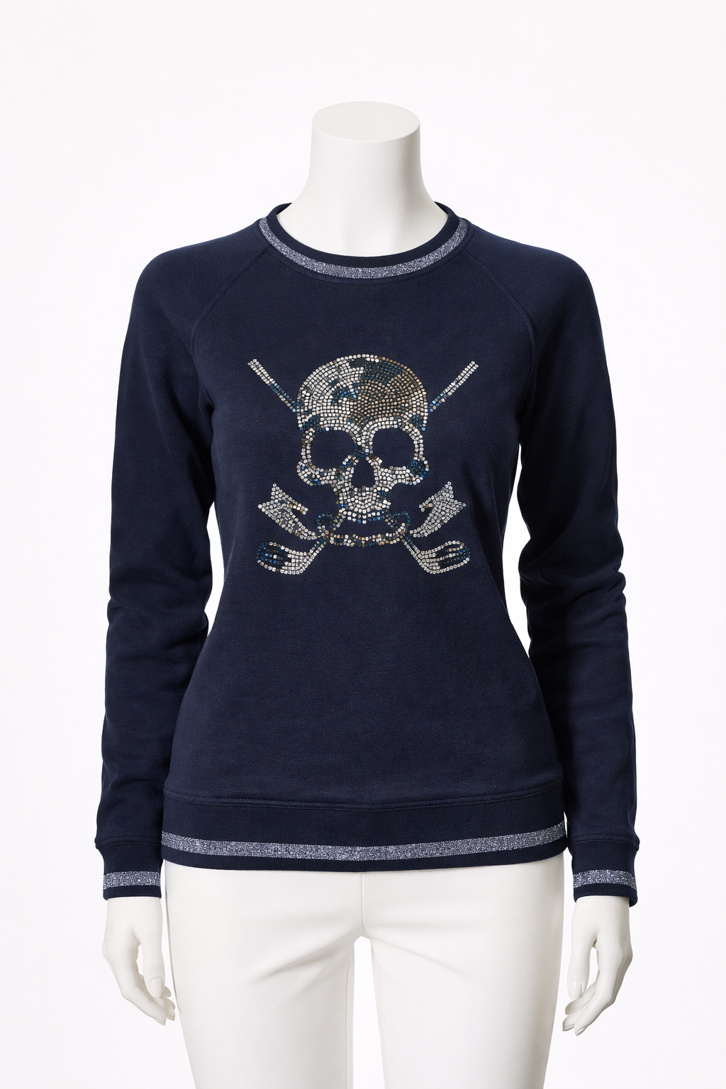 CHUCUCHU BEADED LOGO CREW - Navy Small