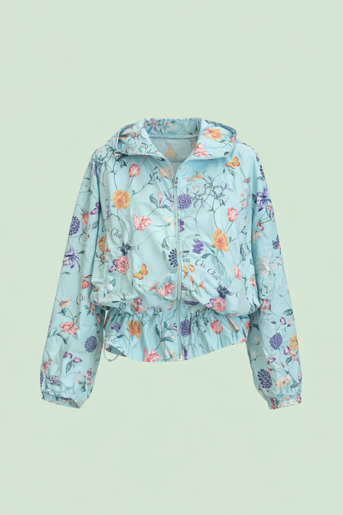 CHUCUCHU Floral Windbreaker - Blue Medium