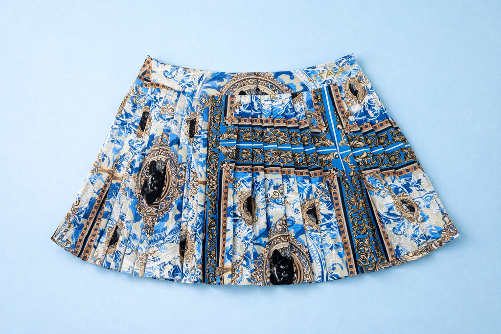 UTAA Baroque Bloom Flare Skirt - Blue Small