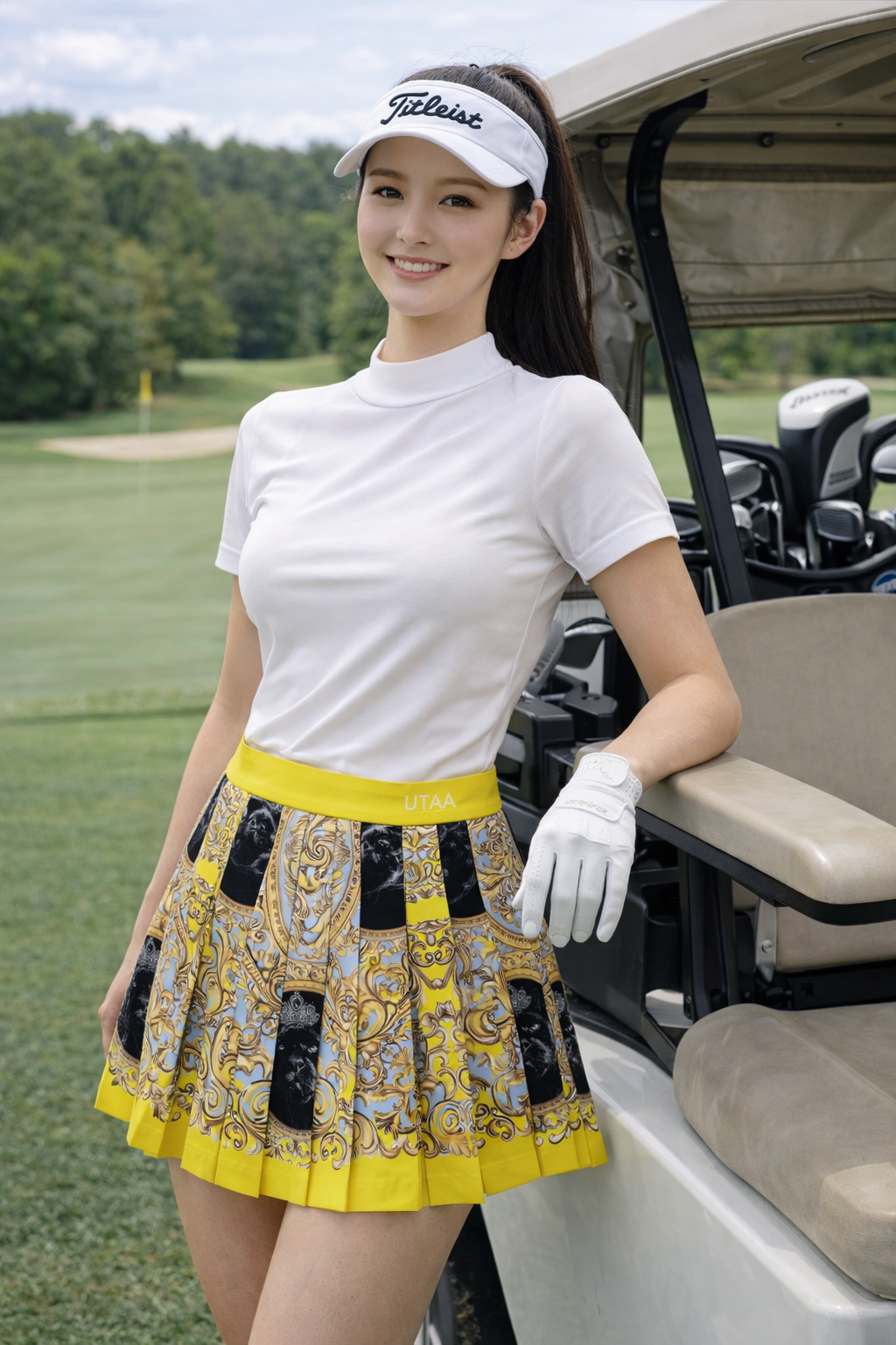 UTAA Folding Baroque Pleats Skirt - Yellow Medium