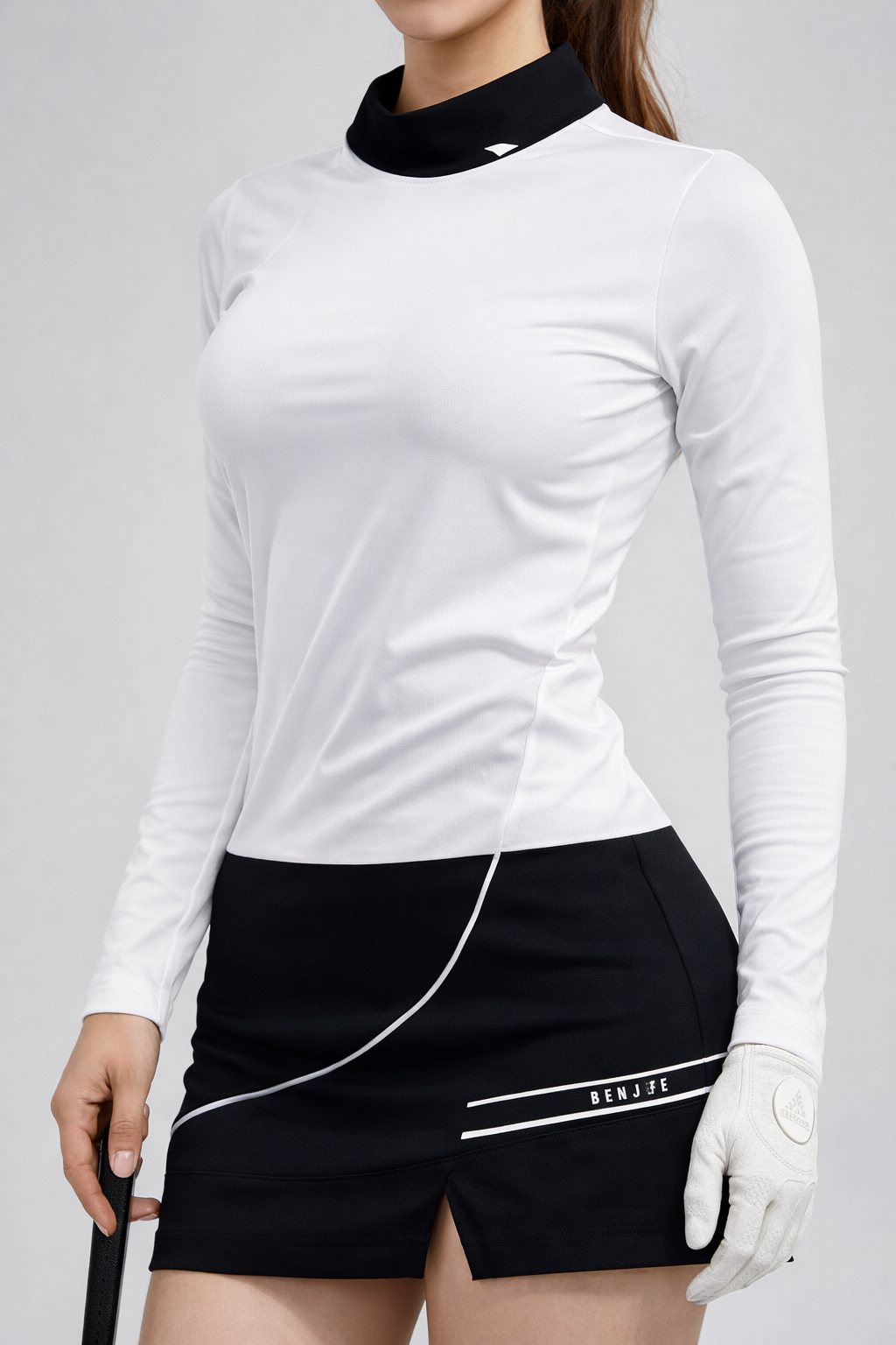 Benjefe Mock Neck Golf Top - White 95