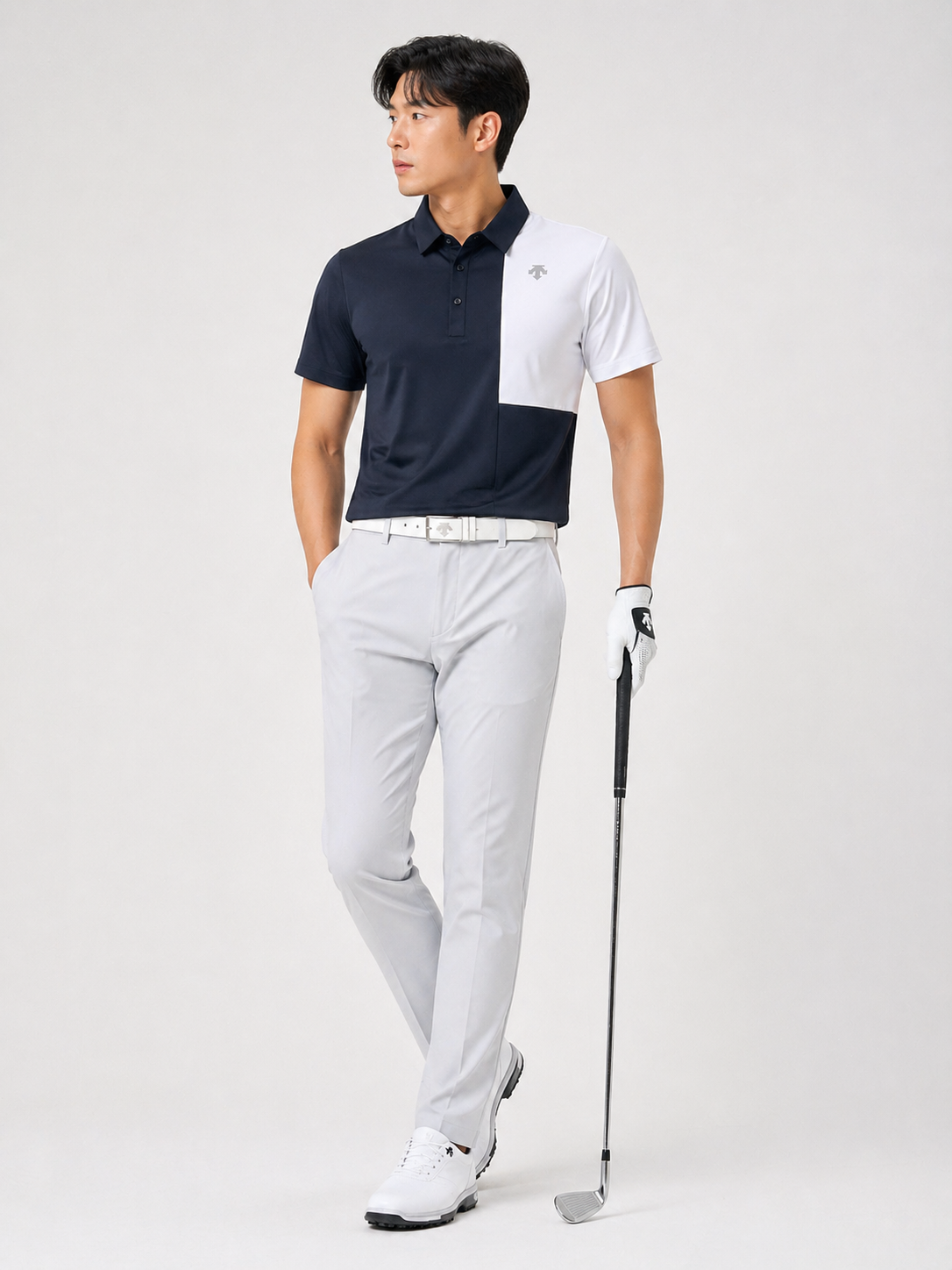 Descente Men's Half Color Block Polo Shirt